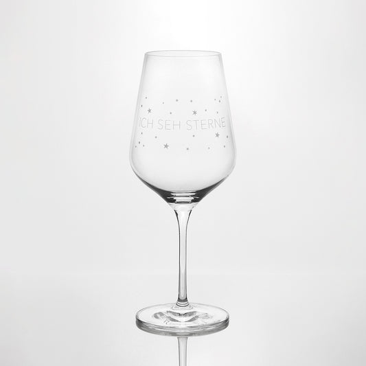 Weinglas mit Spruch "Ich sehe Sterne" Ø 8,5 Geschenkidee - Räder Design