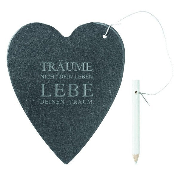 kleines Schieferherz TRÄUME NICHT DEIN LEBEN LEBE DEINEN TRAUM Räder