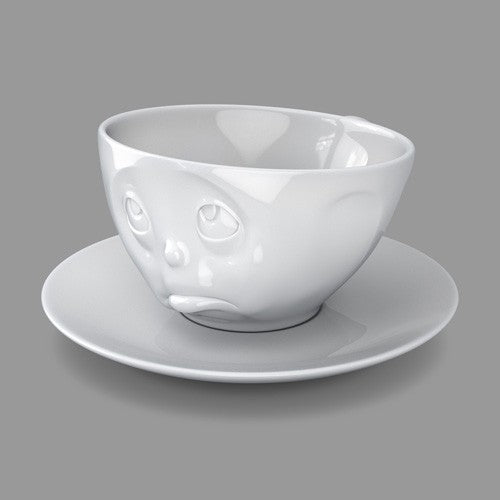 TV TASSE ESPRESSOTASSE och bitte mit Henkel und Untertasse weiß Fiftyeight Products