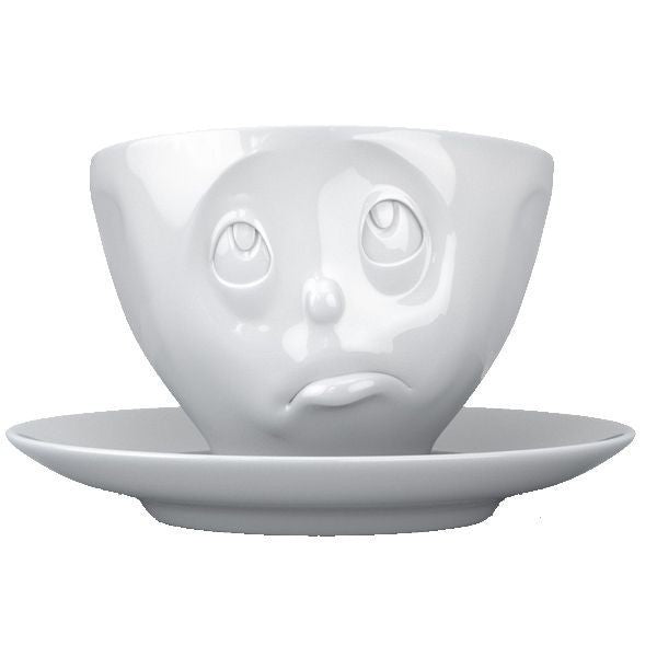 TV TASSE ESPRESSOTASSE och bitte mit Henkel und Untertasse weiß Fiftyeight Products