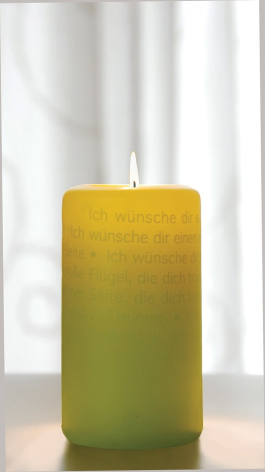 Wortlichtkerze Sinntexte LEUCHTENDE WÜNSCHE ZUR GEBURT - Bulla Design