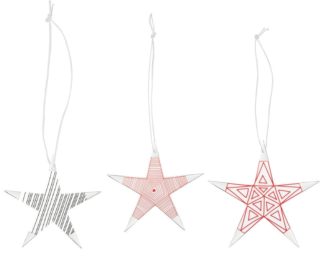 Hängeornament Glückssterne silber 3er-Set Räder Design
