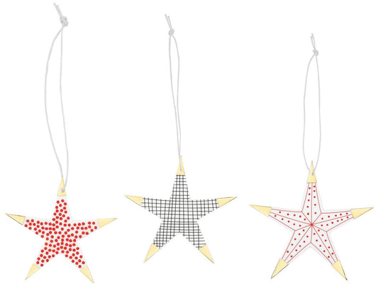 Hängeornament Glückssterne gold 3er-Set Räder Design
