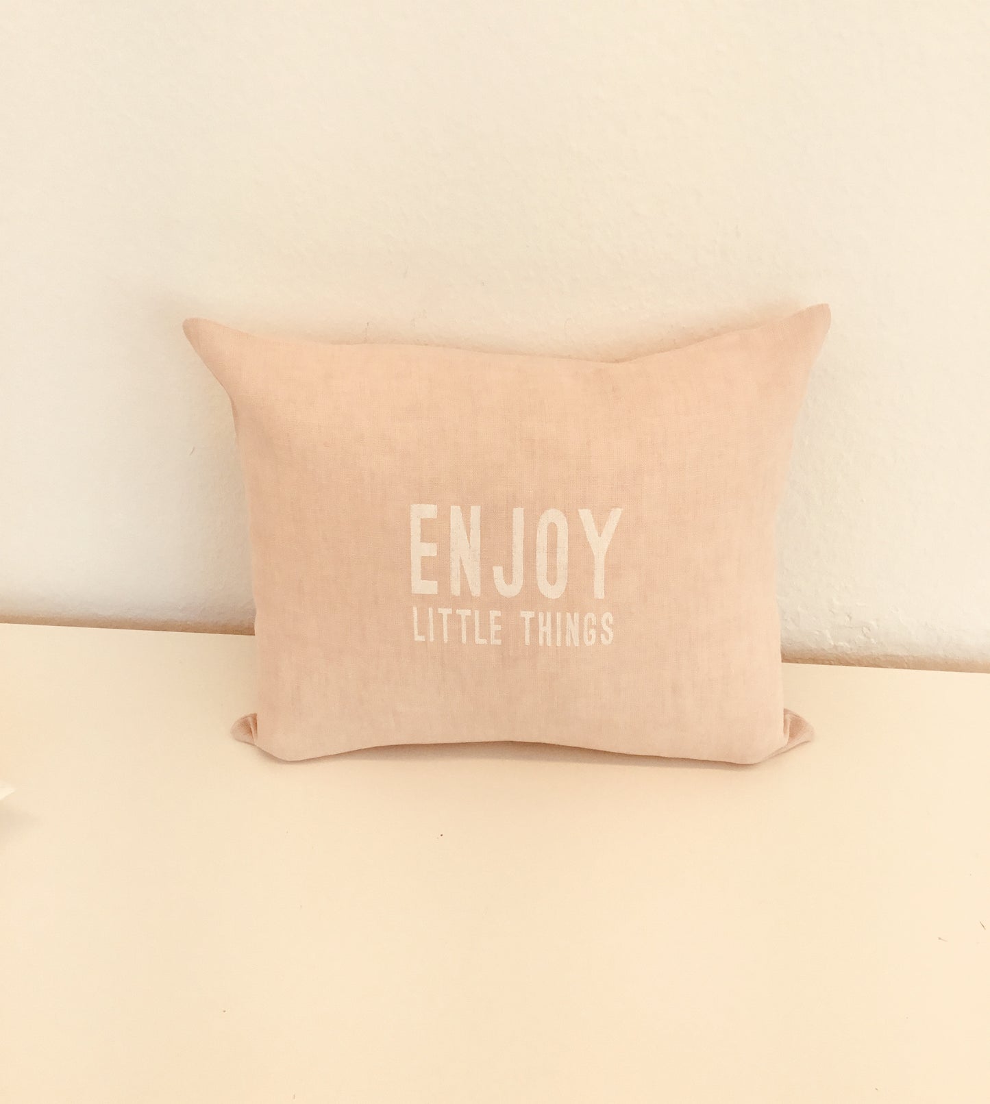 Leinenkissenbezug "enjoy little things" mit Füllkissen rosé - Giardino Segreto
