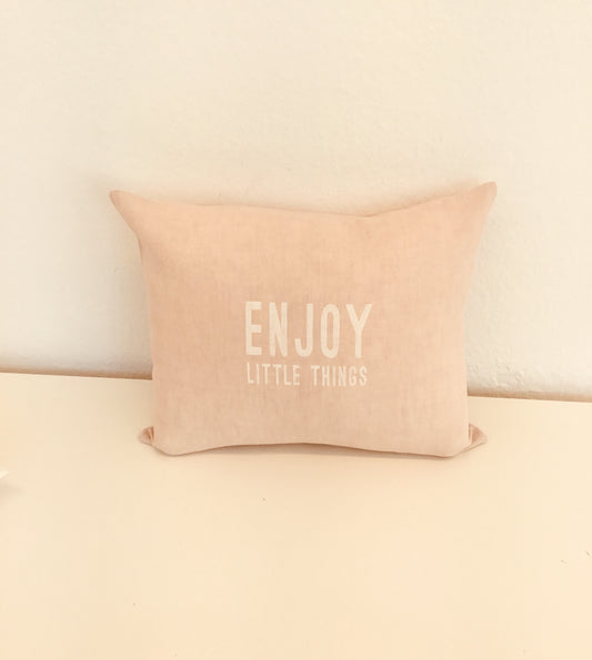 Leinenkissenbezug "enjoy little things" mit Füllkissen rosé - Giardino Segreto