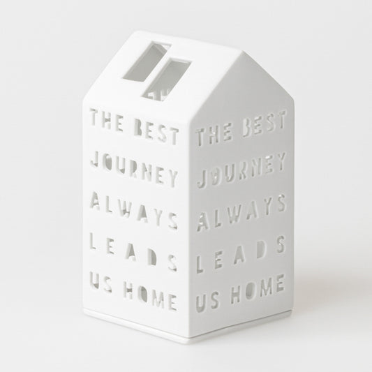 Lichthaus "The best journey" Teelichthalter Porzellanhäuschen - Räder Design