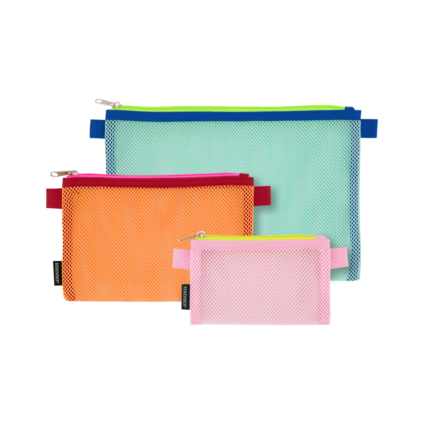 3er-Set Mesh Bag Set "Alice" Kosmetiktäschchen Schminktasche - Remember