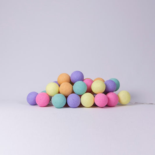 LED-Lichterkette Textil-Ball-Girlande Ice Cream Kugeln - Cotton Ball Lights