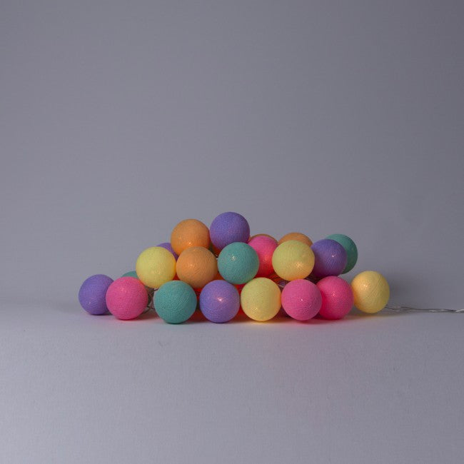 LED-Lichterkette Textil-Ball-Girlande Ice Cream Kugeln - Cotton Ball Lights