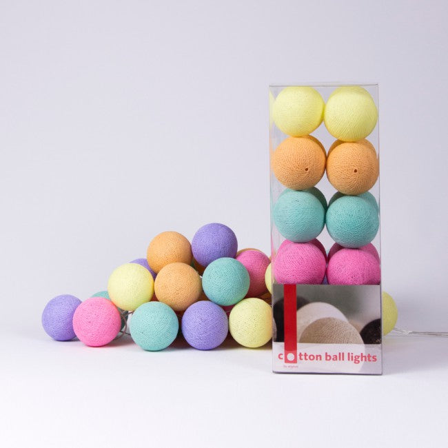 LED-Lichterkette Textil-Ball-Girlande Ice Cream Kugeln - Cotton Ball Lights