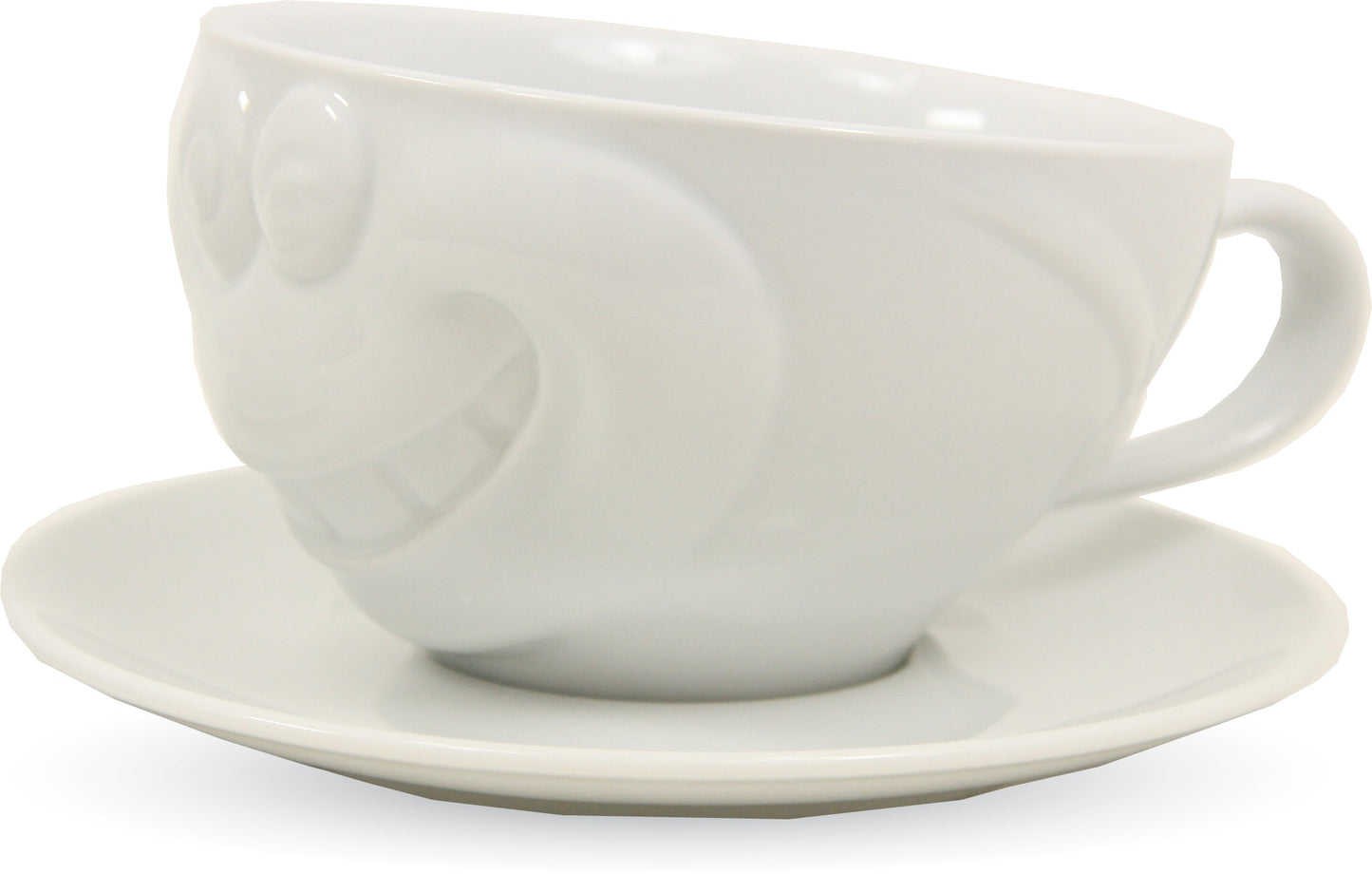 Kaffeetasse Porzellantasse Tasse mit Henkel und Untertasse ANTON Hartporzellan weiß