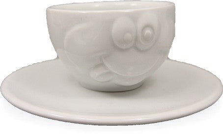 Espressotasse mit Henkel und Untertasse BETON Hartporzellan weiß