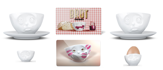 Frühstücksset für Zwei "Kaffeetasse+Eierbecher+Brettchen" - Fiftyeight Products