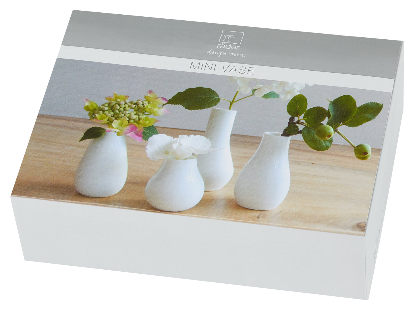 ZUHAUSE Vasen klein 4er-Set MINIVASEN Porzellan, Räder Design