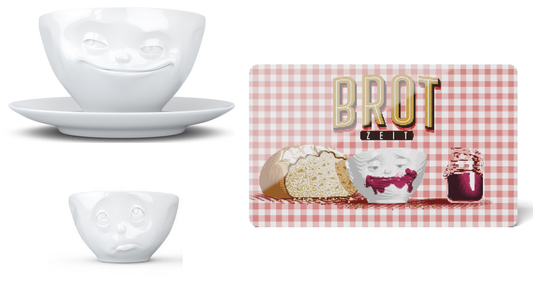 Frühstücksset für Singles "Kaffeetasse+Eierbecher+Brettchen" - Fiftyeight Products