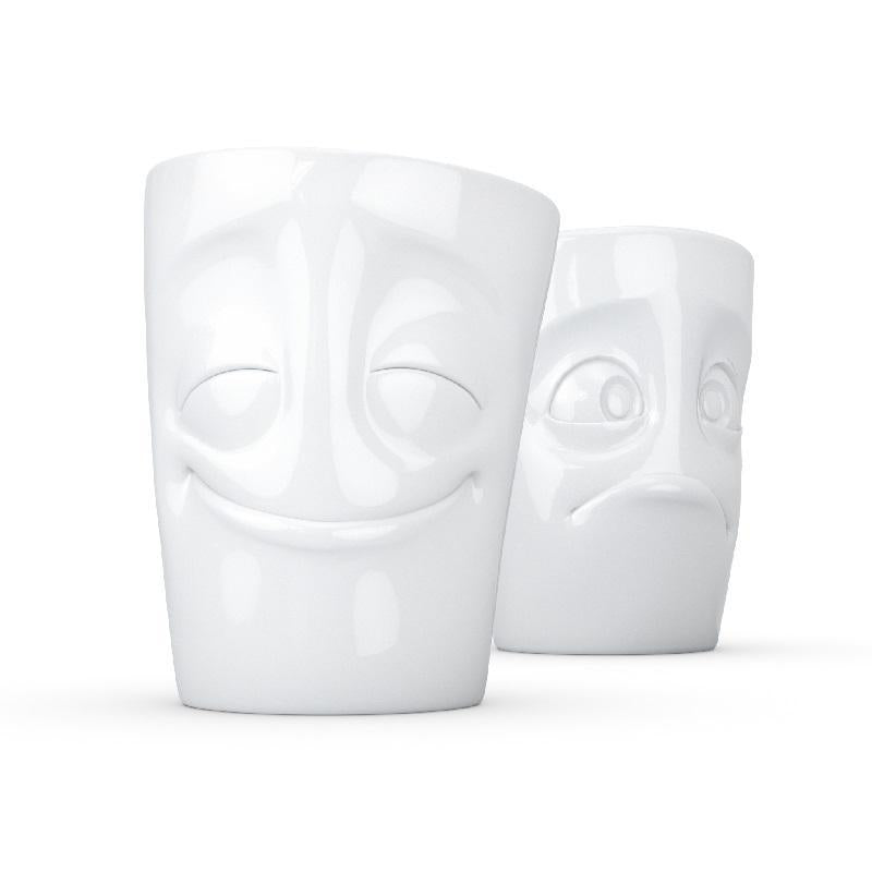 TV TASSEN Becher 2er Set ohne Henkel "vergnügt & verdutzt" - Fiftyeight Products