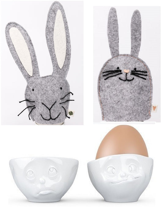 Eierbecher 2er Set mit 2 Eierwärmern Hase - Fiftyeight Products