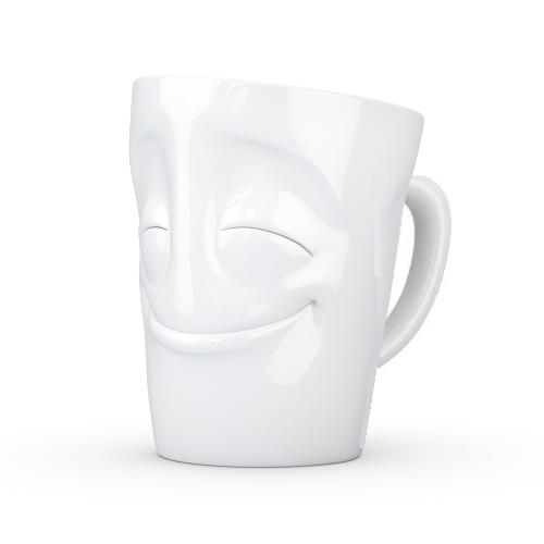 TV TASSE Henkeltasse "vergnügt" Porzellan weiß - Fiftyeight Products