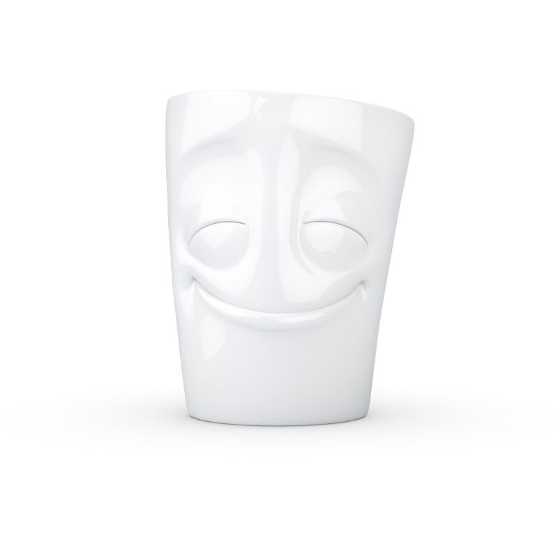 TV TASSE Henkeltasse "vergnügt" Porzellan weiß - Fiftyeight Products