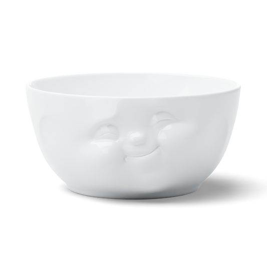 Schüssel 2600 ml "Mampfend" Porzellan weiß - Fiftyeight Products
