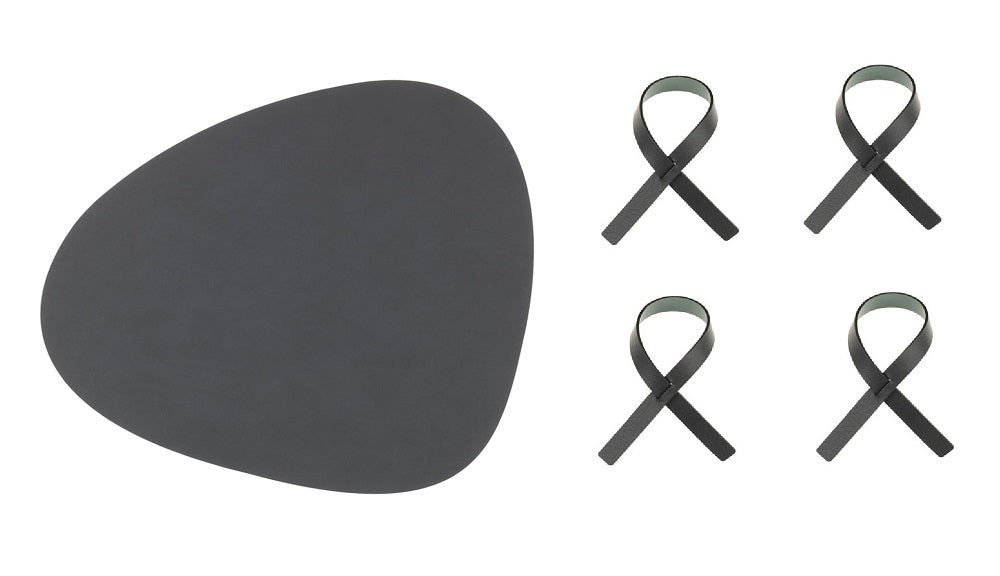 Tischset inkl. Serviettenringe 8er Set (Tischset Curve L + Serviettenringe) - LindDNA