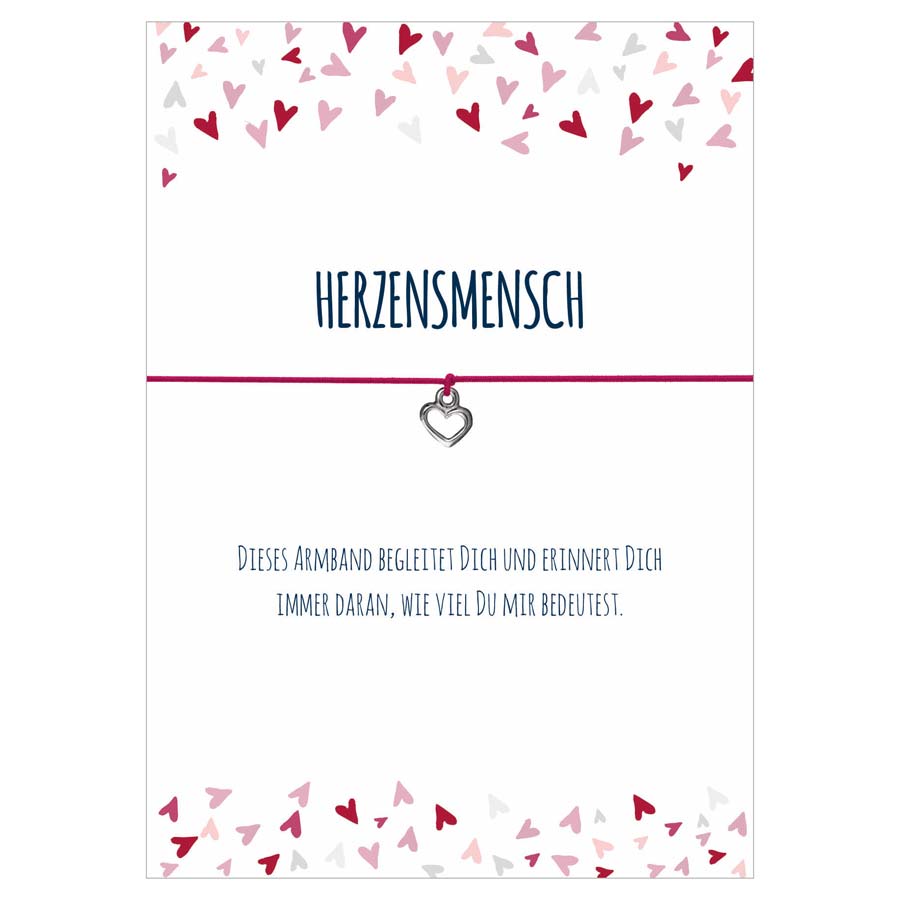 Wunscharmbänder "Herzensmensch" Herz Anhänger versilbert Armband - Glücksschmiedin
