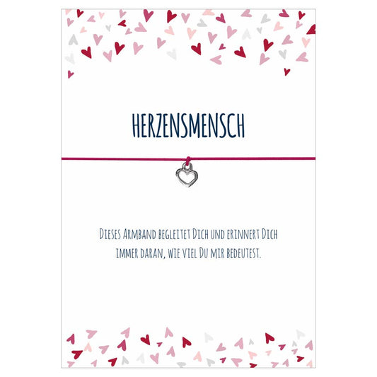 Wunscharmbänder "Herzensmensch" Herz Anhänger versilbert Armband - Glücksschmiedin