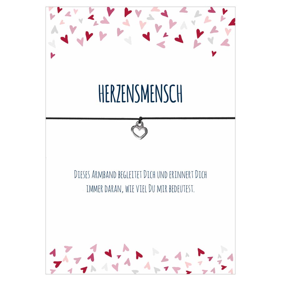 Wunscharmbänder "Herzensmensch" Herz Anhänger versilbert Armband - Glücksschmiedin