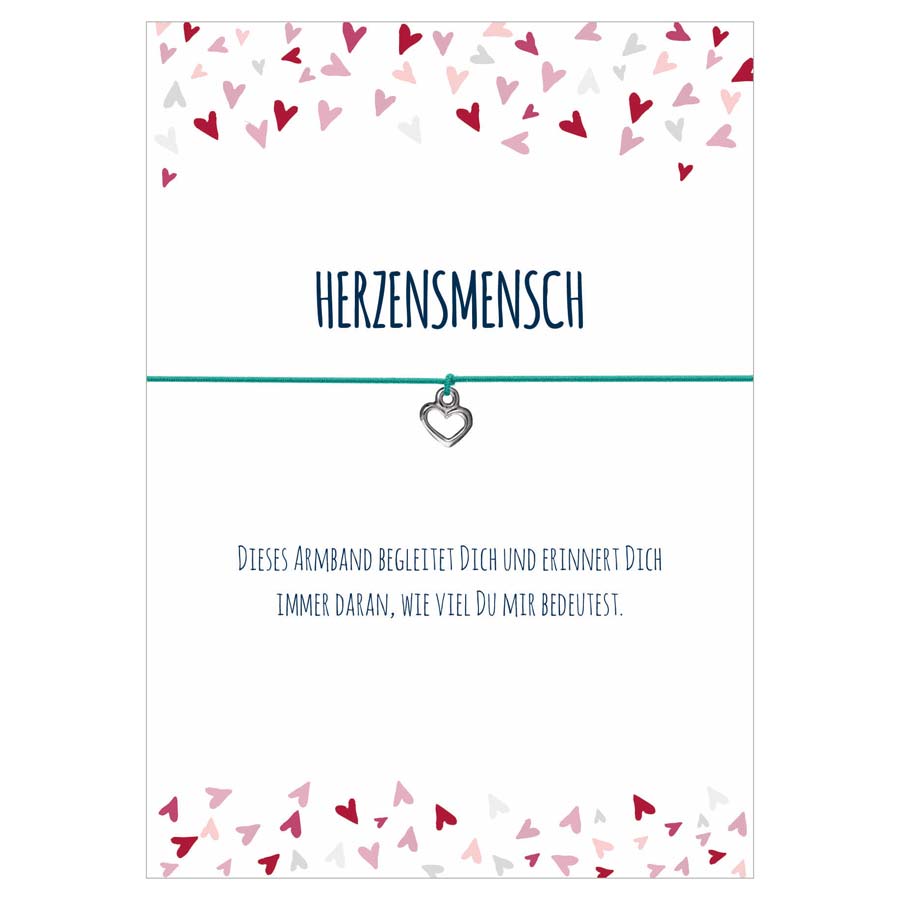 Wunscharmbänder "Herzensmensch" Herz Anhänger versilbert Armband - Glücksschmiedin