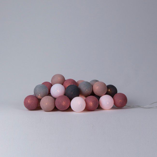 LED-Lichterkette Textil-Ball-Girlande dirty rose-cb 10 Kugeln - Cotton Ball Lights