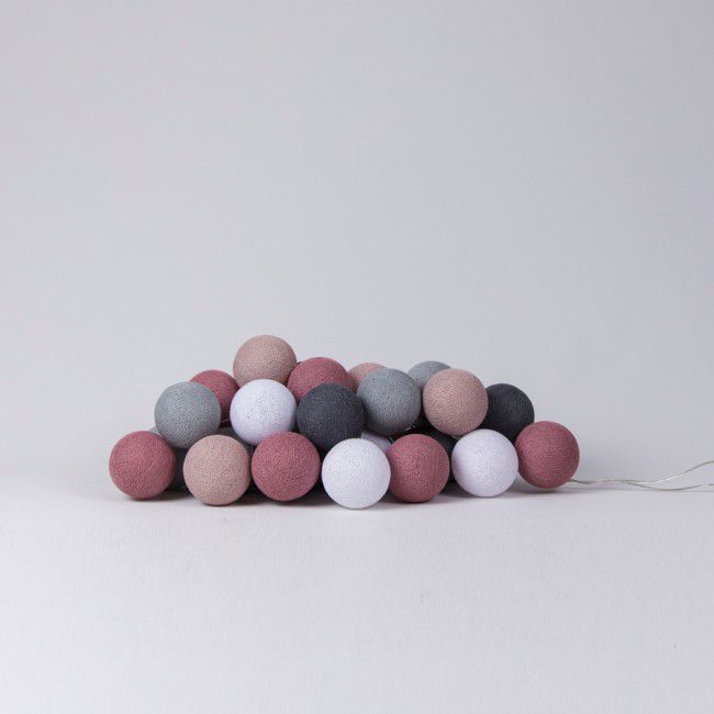 LED-Lichterkette Textil-Ball-Girlande dirty rose-cb 10 Kugeln - Cotton Ball Lights