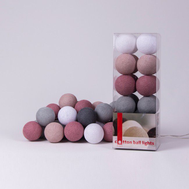 LED-Lichterkette Textil-Ball-Girlande dirty rose-cb 10 Kugeln - Cotton Ball Lights
