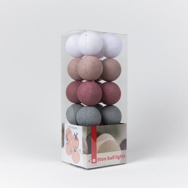 LED-Lichterkette Textil-Ball-Girlande dirty rose-cb 10 Kugeln - Cotton Ball Lights