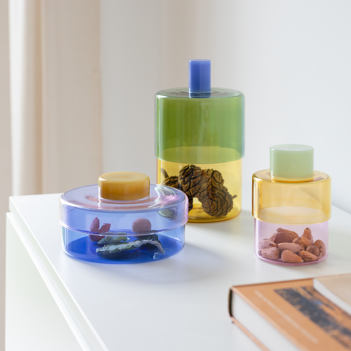 Glasdose Milou petrol-yellow von REMEMBER – Ansicht 2