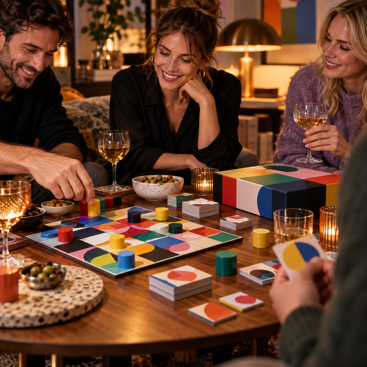 Geselliger Spieleabend – KI-gestaltetes Inspirationsbild