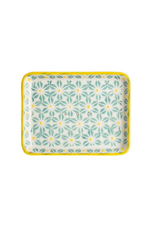 Tranquillo Seifenschale Retro – Grün / Gelb, 13 × 10 × 2 cm