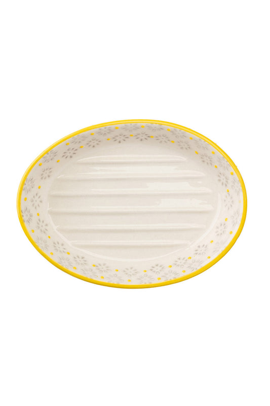 Tranquillo Seifenschale Traditional oval – Creme / Gelb, 15 × 11 × 3 cm