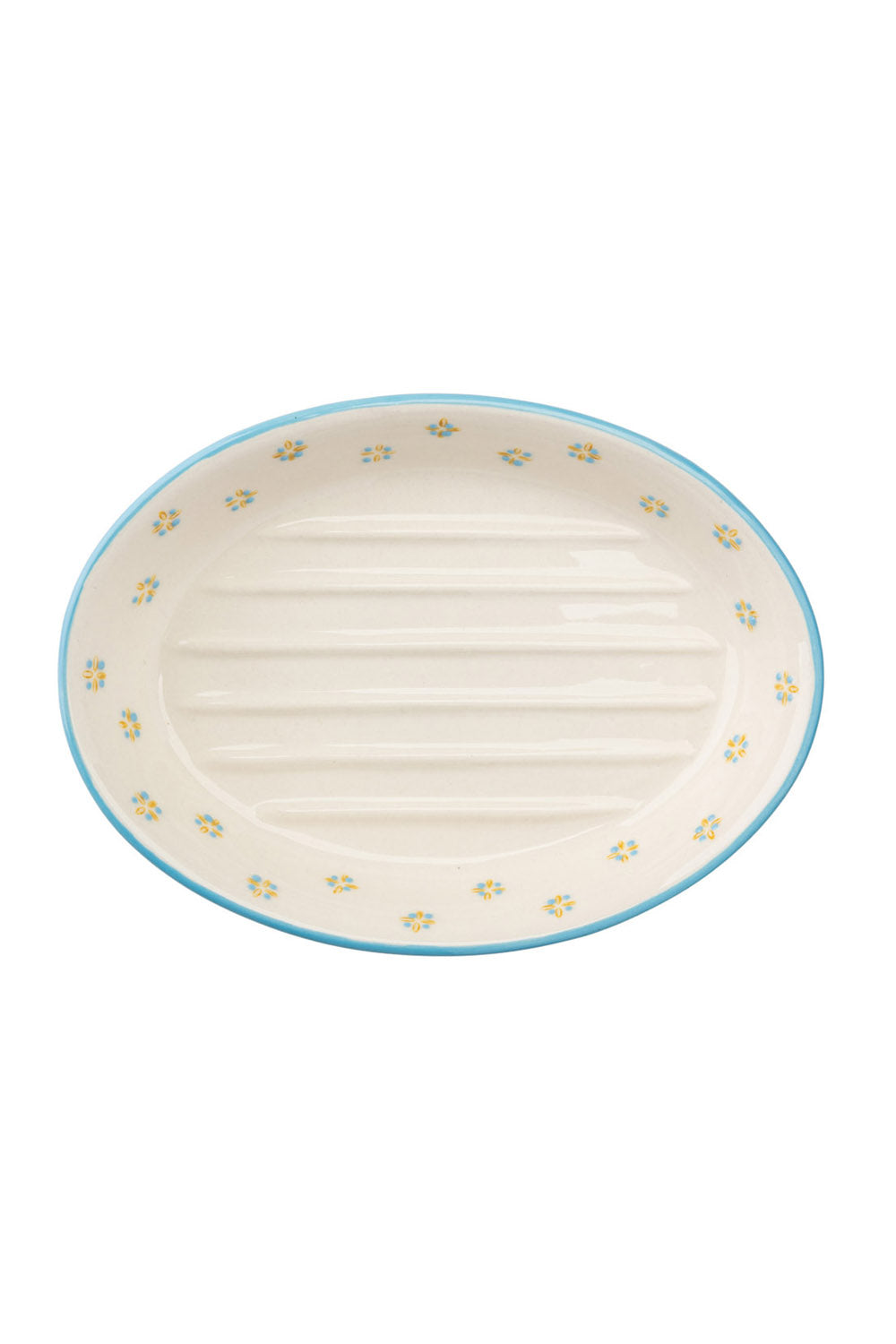 Tranquillo Seifenschale Retro oval – Creme / Blau, 15 × 11 × 3 cm