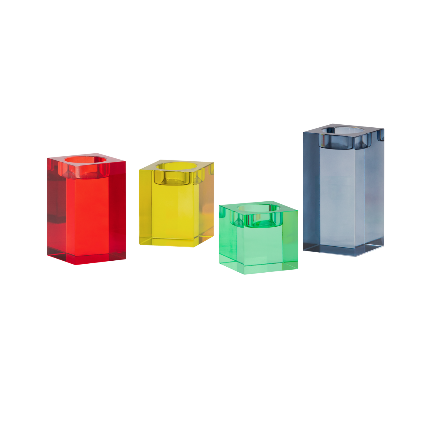 4er Set Glasblock-Kerzenhalter Teelichthalter "Vela" - Remember