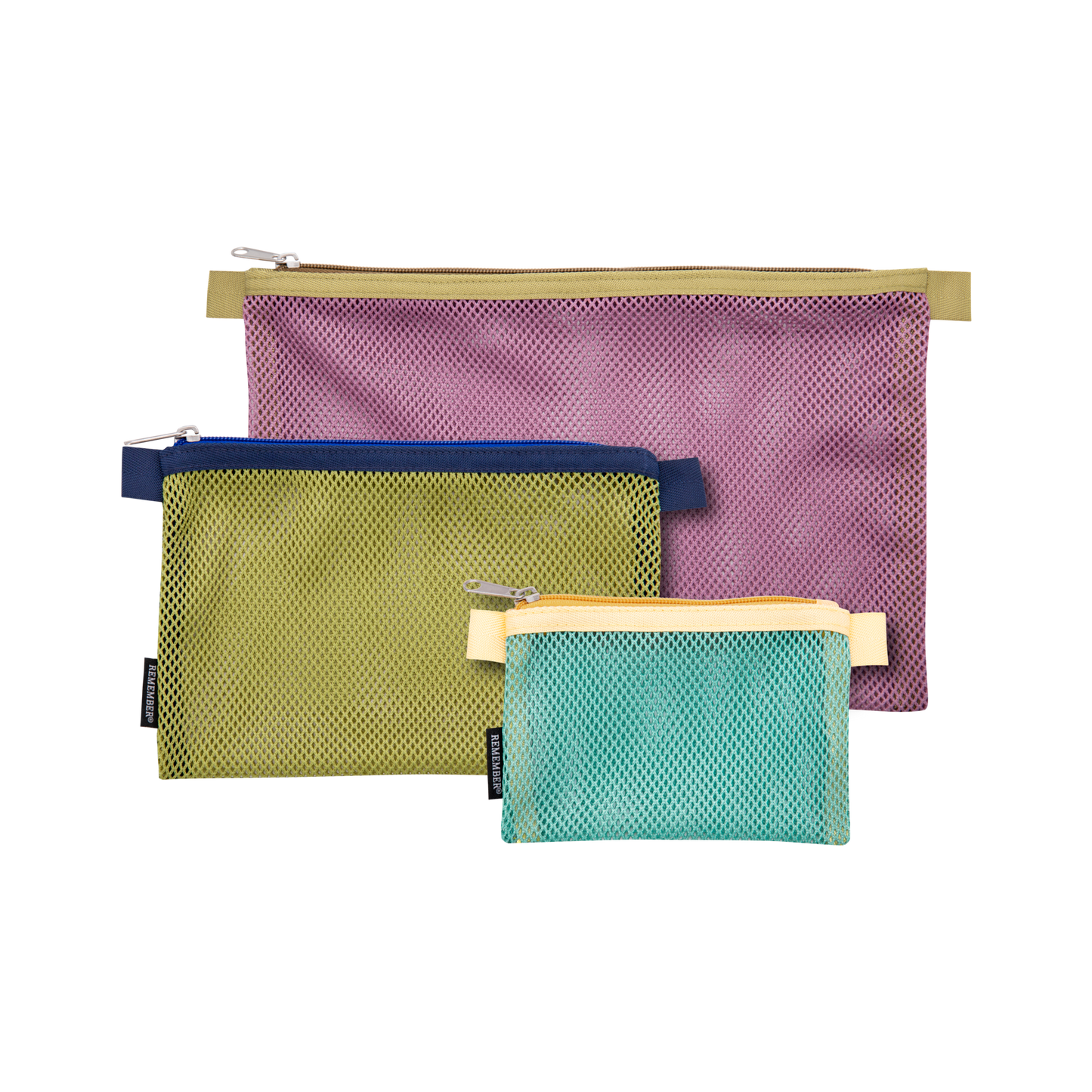 3er-Set Mesh Bag Set "Jordy" Kosmetiktäschchen Schminktasche - Remember