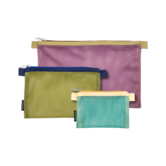 3er-Set Mesh Bag Set "Jordy" Kosmetiktäschchen Schminktasche - Remember