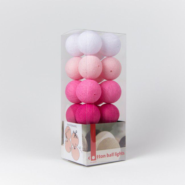 LED-Lichterkette Textil-Ball-Girlande PINK-1 10 Kugeln Cotton Ball Lights