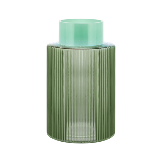 Glasvase"Groove L green" Blumenvase Ø 14,5 cm - Remember